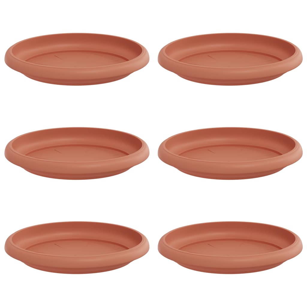 Round Flower Tray 6 pcs Brick Red Ø 14 x 2 cm Plastic