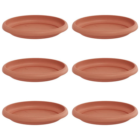 Round Flower Tray 6 pcs Brick Red Ø 14 x 2 cm Plastic