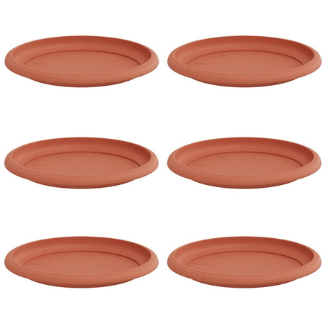 Round Flower Tray 6 pcs Brick Red Ø 17.5 x 2 cm Plastic