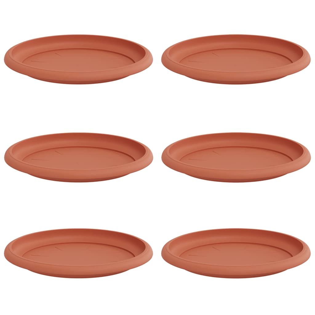 Round Flower Tray 6 pcs Brick Red Ø 19 x 2 cm Plastic