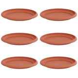 Round Flower Tray 6 pcs Brick Red Ø 19 x 2 cm Plastic