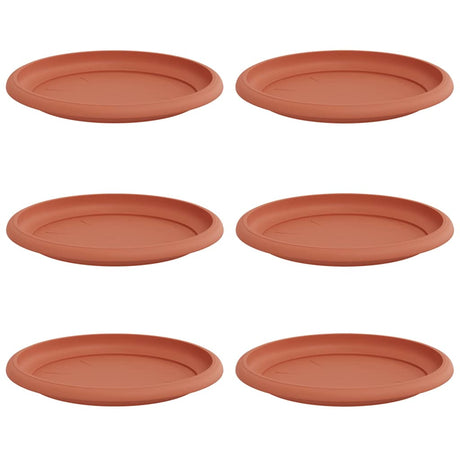 Round Flower Tray 6 pcs Brick Red Ø 19 x 2 cm Plastic