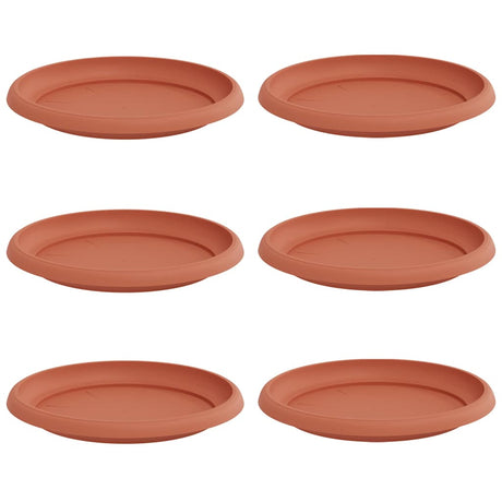 Round Flower Tray 6 pcs Brick Red Ø 21.5 x 2.5 cm Plastic