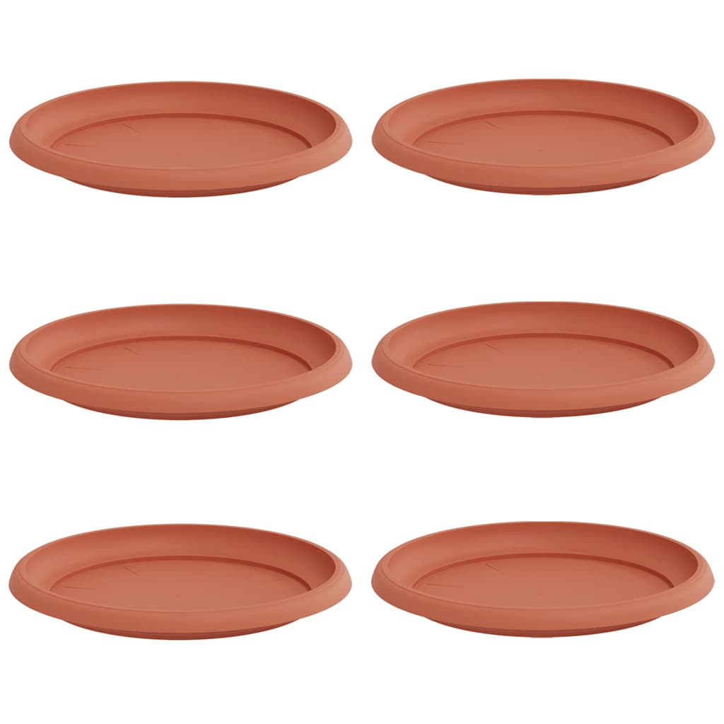 Round Flower Tray 6 pcs Brick Red Ø 23.5 x 2.5 cm Plastic