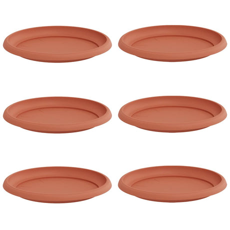 Round Flower Tray 6 pcs Brick Red Ø 23.5 x 2.5 cm Plastic