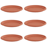 Round Flower Tray 6 pcs Brick Red Ø 27 x 2.5 cm Plastic