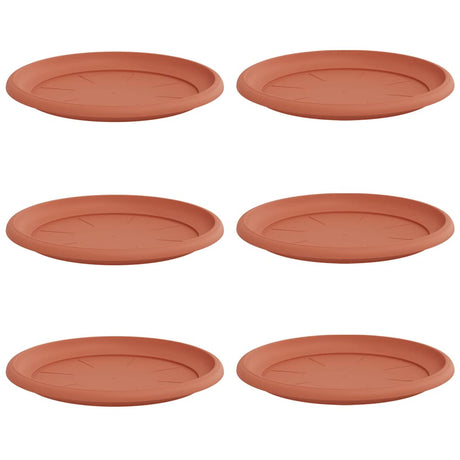 Round Flower Tray 6 pcs Brick Red Ø 27 x 2.5 cm Plastic