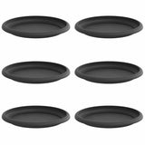 Round Flower Tray 6 pcs Black Ø 19 x 2 cm Plastic