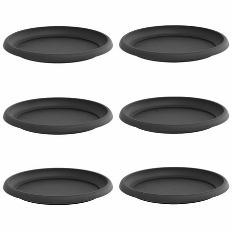 Round Flower Tray 6 pcs Black Ø 23.5 x 2.5 cm Plastic