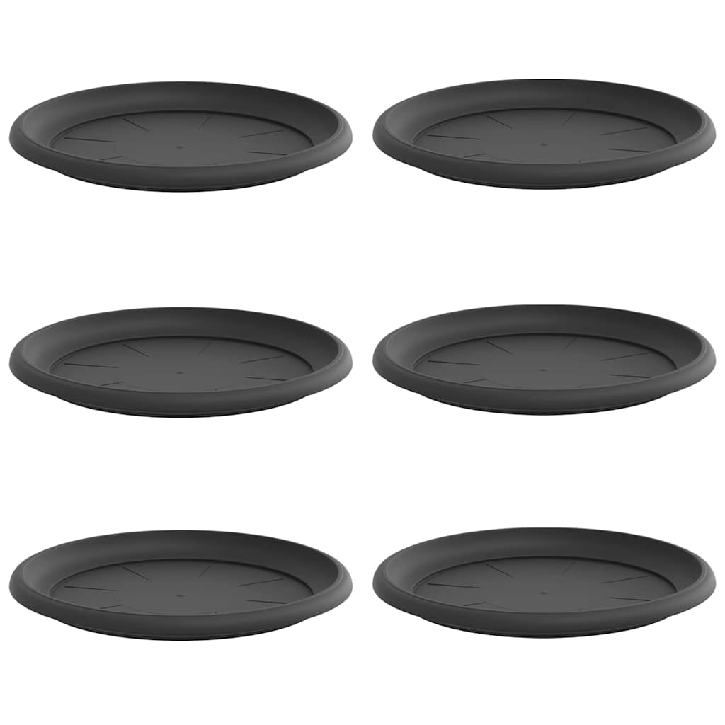 Round Flower Tray 6 pcs Black Ø 27 x 2.5 cm Plastic