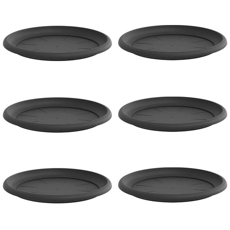 Round Flower Tray 6 pcs Black Ø 27 x 2.5 cm Plastic