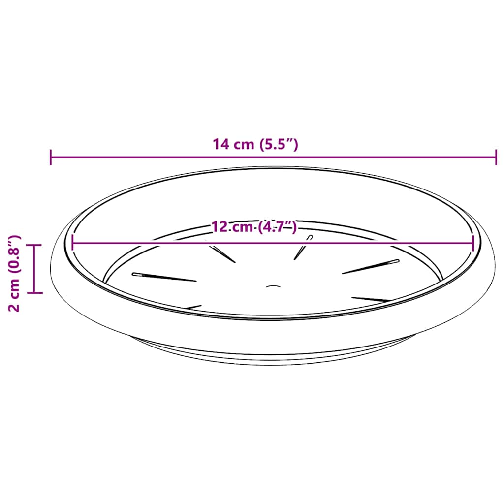 Round Flower Tray 24 pcs Brick Red Ø 14 x 2 cm Plastic