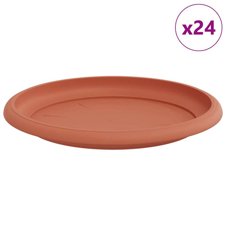 Round Flower Tray 24 pcs Brick Red Ø 19 x 2 cm Plastic