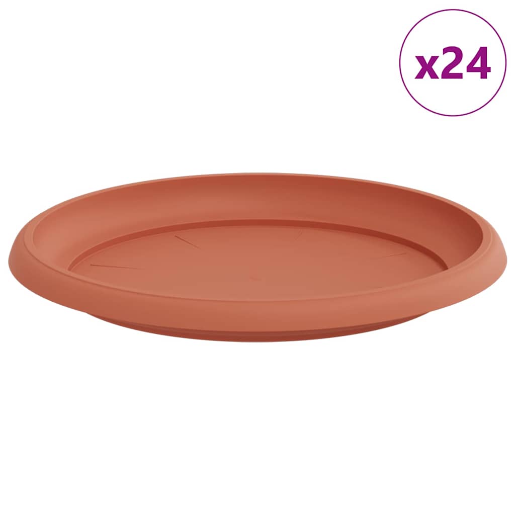 Round Flower Tray 24 pcs Brick Red Ø 23.5 x 2.5 cm Plastic