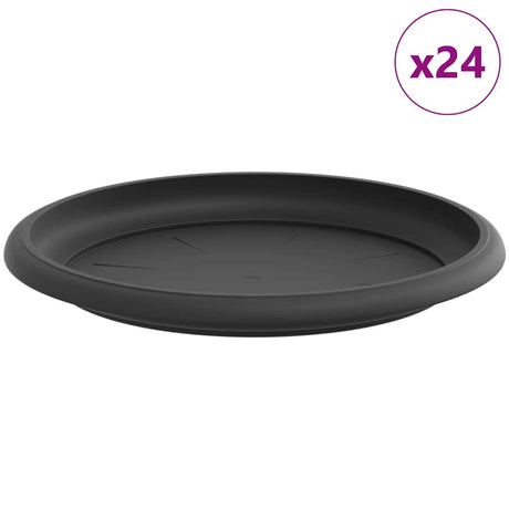Round Flower Tray 24 pcs Black Ø 19 x 2 cm Plastic
