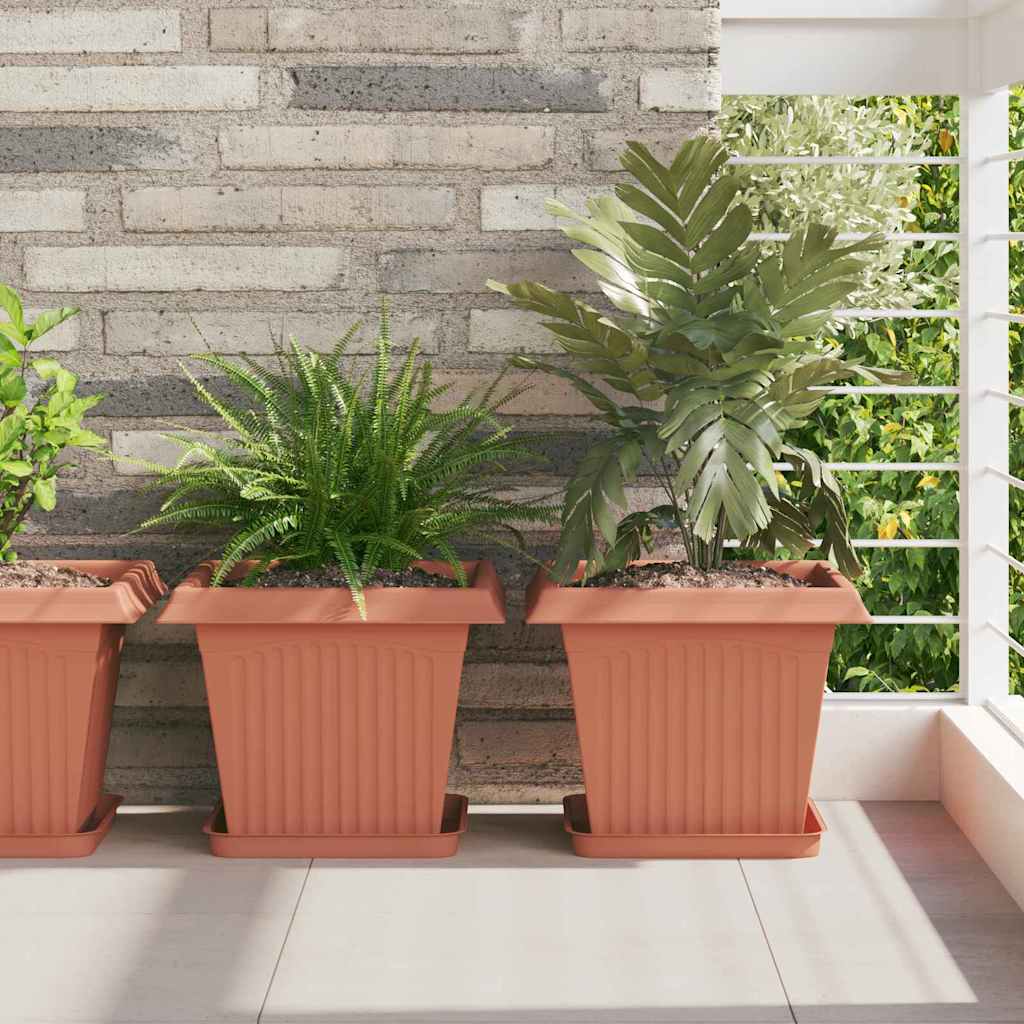 Square Flower Pot 6 pcs Brick Red 33 x 33 x 26 cm Plastic