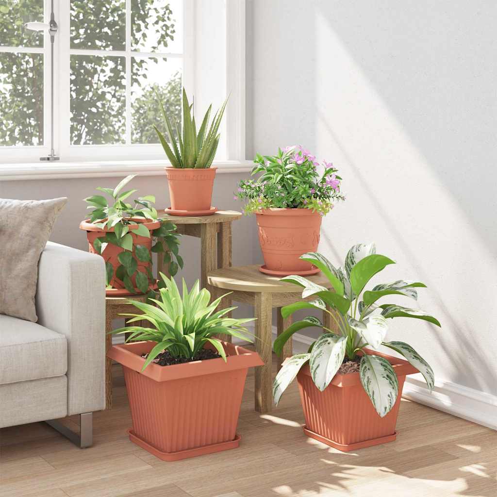 Square Flower Pot 6 pcs Brick Red 33 x 33 x 26 cm Plastic