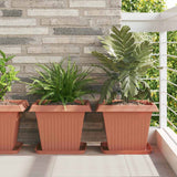 Square Flower Pot 6 pcs Brick Red 38 x 38 x 30 cm Plastic