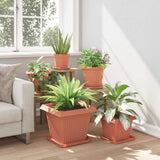 Square Flower Pot 6 pcs Brick Red 38 x 38 x 30 cm Plastic