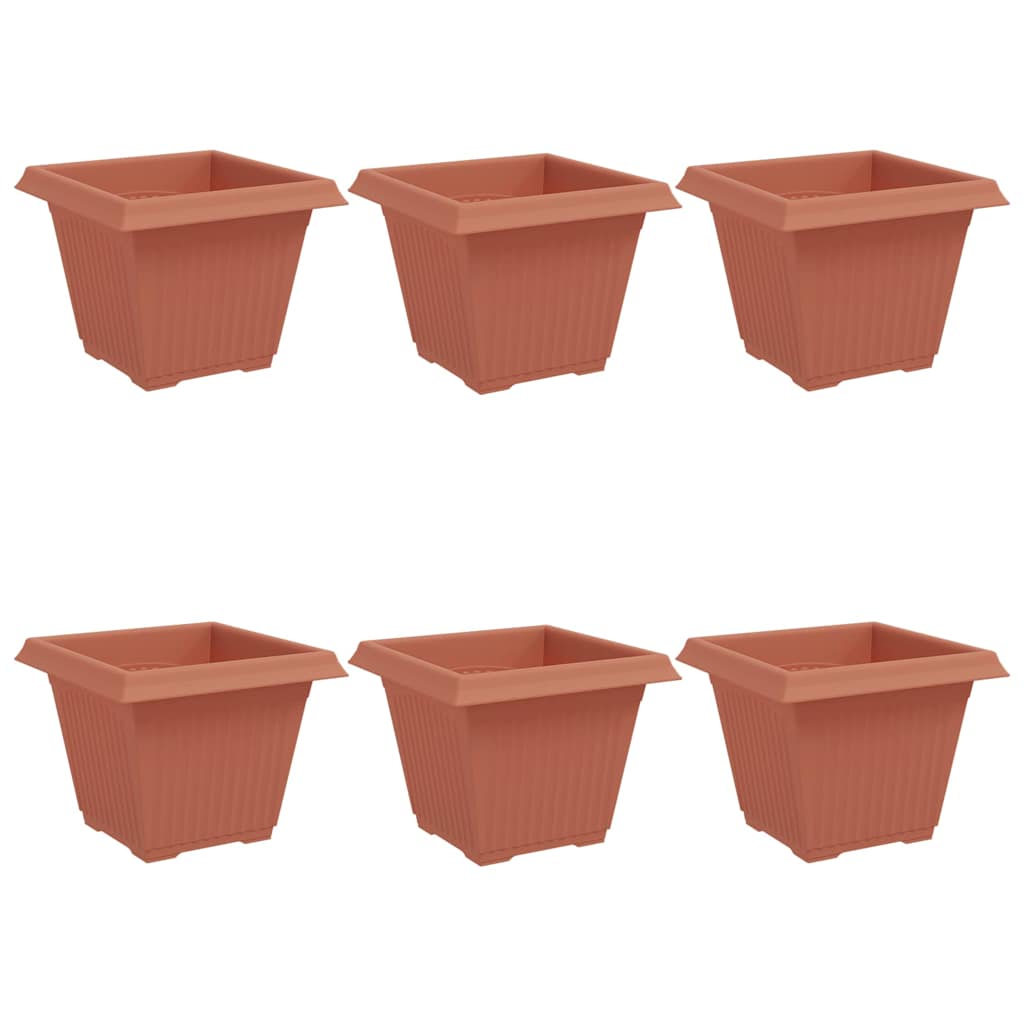 Square Flower Pot 6 pcs Brick Red 38 x 38 x 30 cm Plastic