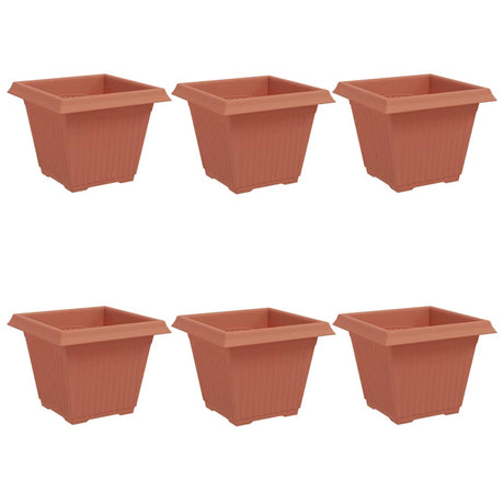 Square Flower Pot 6 pcs Brick Red 38 x 38 x 30 cm Plastic