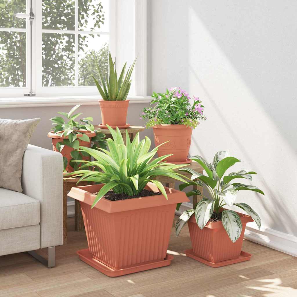 Square Flower Pot 6 pcs Brick Red 43 x 43 x 33.5 cm Plastic