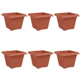 Square Flower Pot 6 pcs Brick Red 43 x 43 x 33.5 cm Plastic