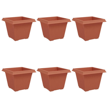 Square Flower Pot 6 pcs Brick Red 43 x 43 x 33.5 cm Plastic