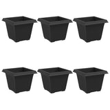 Square Flower Pot 6 pcs Black 33 x 33 x 26 cm Plastic