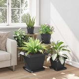 Square Flower Pot 6 pcs Black 38 x 38 x 30 cm Plastic