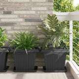 Square Flower Pot 6 pcs Black 43 x 43 x 33.5 cm Plastic