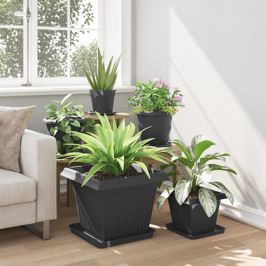 Square Flower Pot 6 pcs Black 43 x 43 x 33.5 cm Plastic