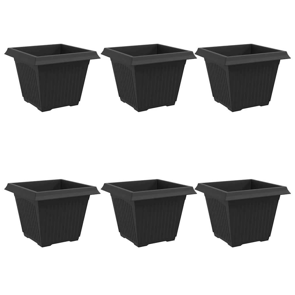 Square Flower Pot 6 pcs Black 43 x 43 x 33.5 cm Plastic