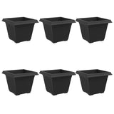 Square Flower Pot 6 pcs Black 43 x 43 x 33.5 cm Plastic