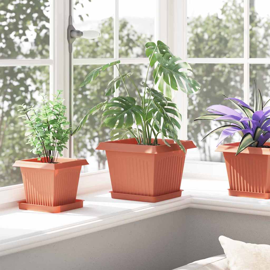 Square Flower Pot 24 pcs Brick Red 23 x 23 x 17.5 cm Plastic