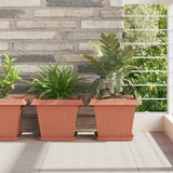 Square Flower Pot 24 pcs Brick Red 28.5 x 28.5 x 22 cm Plastic