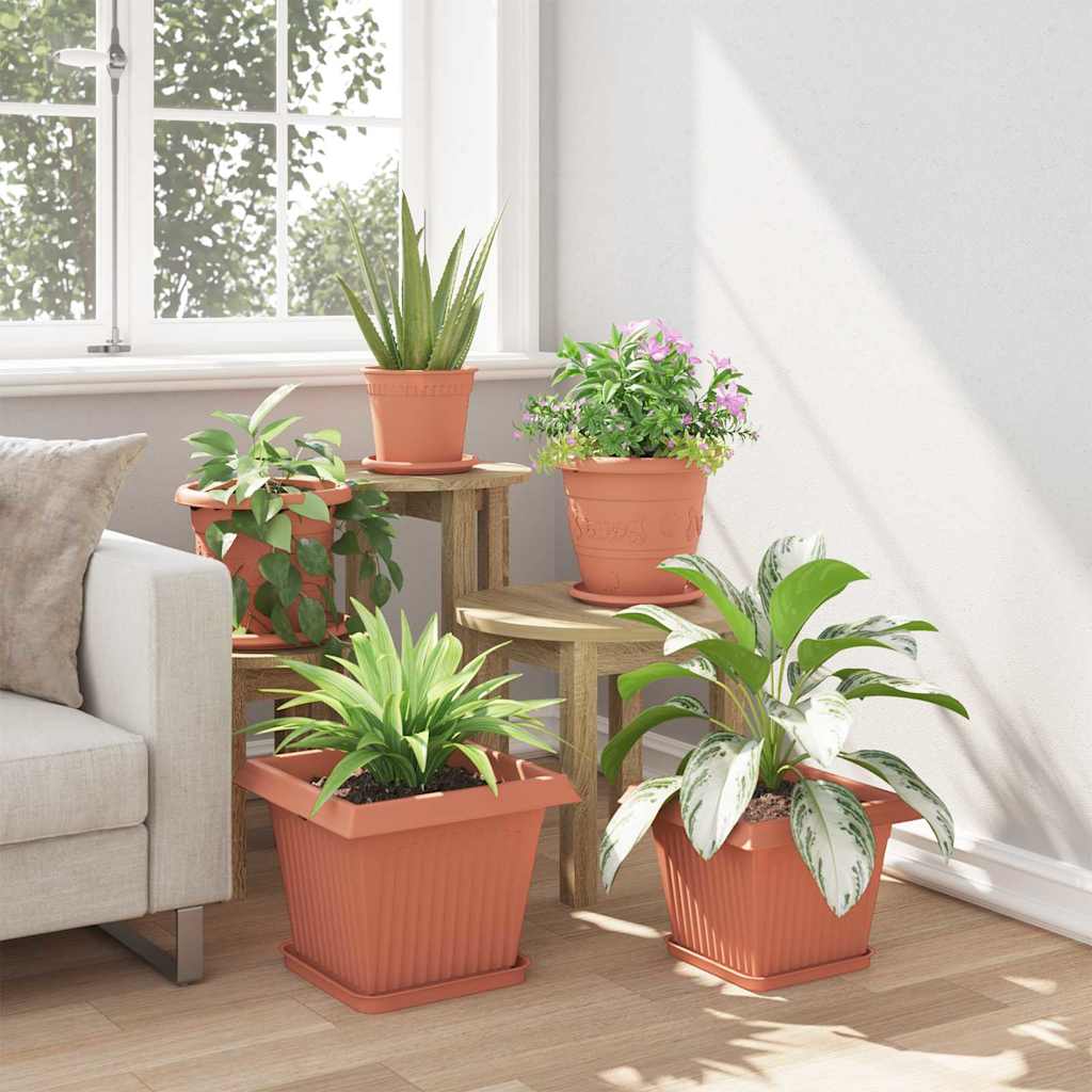 Square Flower Pot 24 pcs Brick Red 33 x 33 x 26 cm Plastic