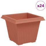 Square Flower Pot 24 pcs Brick Red 33 x 33 x 26 cm Plastic