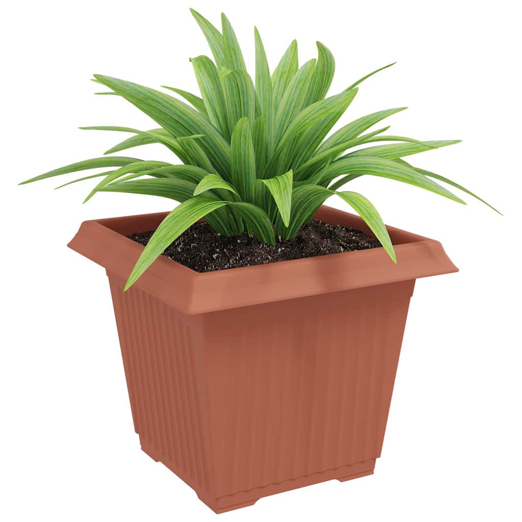 Square Flower Pot 24 pcs Brick Red 33 x 33 x 26 cm Plastic