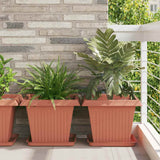 Square Flower Pot 24 pcs Brick Red 43 x 43 x 33.5 cm Plastic