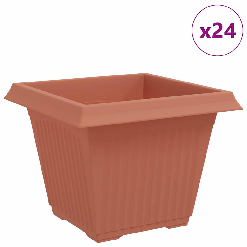 Square Flower Pot 24 pcs Brick Red 43 x 43 x 33.5 cm Plastic