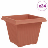 Square Flower Pot 24 pcs Brick Red 43 x 43 x 33.5 cm Plastic