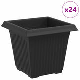 Square Flower Pot 24 pcs Black 16 x 16 x 14 cm Plastic