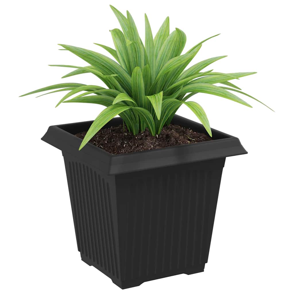 Square Flower Pot 24 pcs Black 16 x 16 x 14 cm Plastic