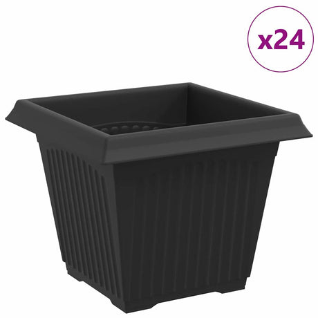 Square Flower Pot 24 pcs Black 20 x 20 x 16 cm Plastic