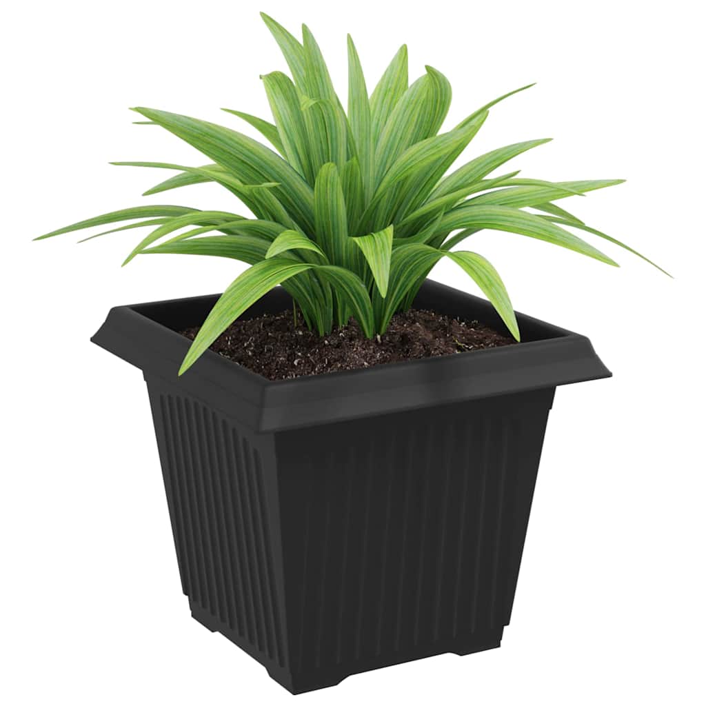 Square Flower Pot 24 pcs Black 20 x 20 x 16 cm Plastic