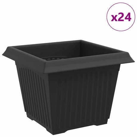 Square Flower Pot 24 pcs Black 23 x 23 x 17.5 cm Plastic