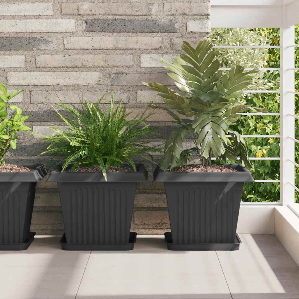 Square Flower Pot 24 pcs Black 33 x 33 x 26 cm Plastic