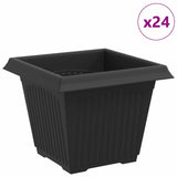 Square Flower Pot 24 pcs Black 33 x 33 x 26 cm Plastic
