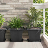 Square Flower Pot 24 pcs Black 38 x 38 x 30 cm Plastic